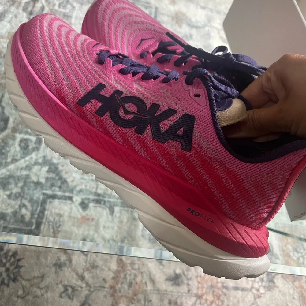 Hoka Pink Athletic Shoes with Maximalist Cushioning - Picture 1 of 6